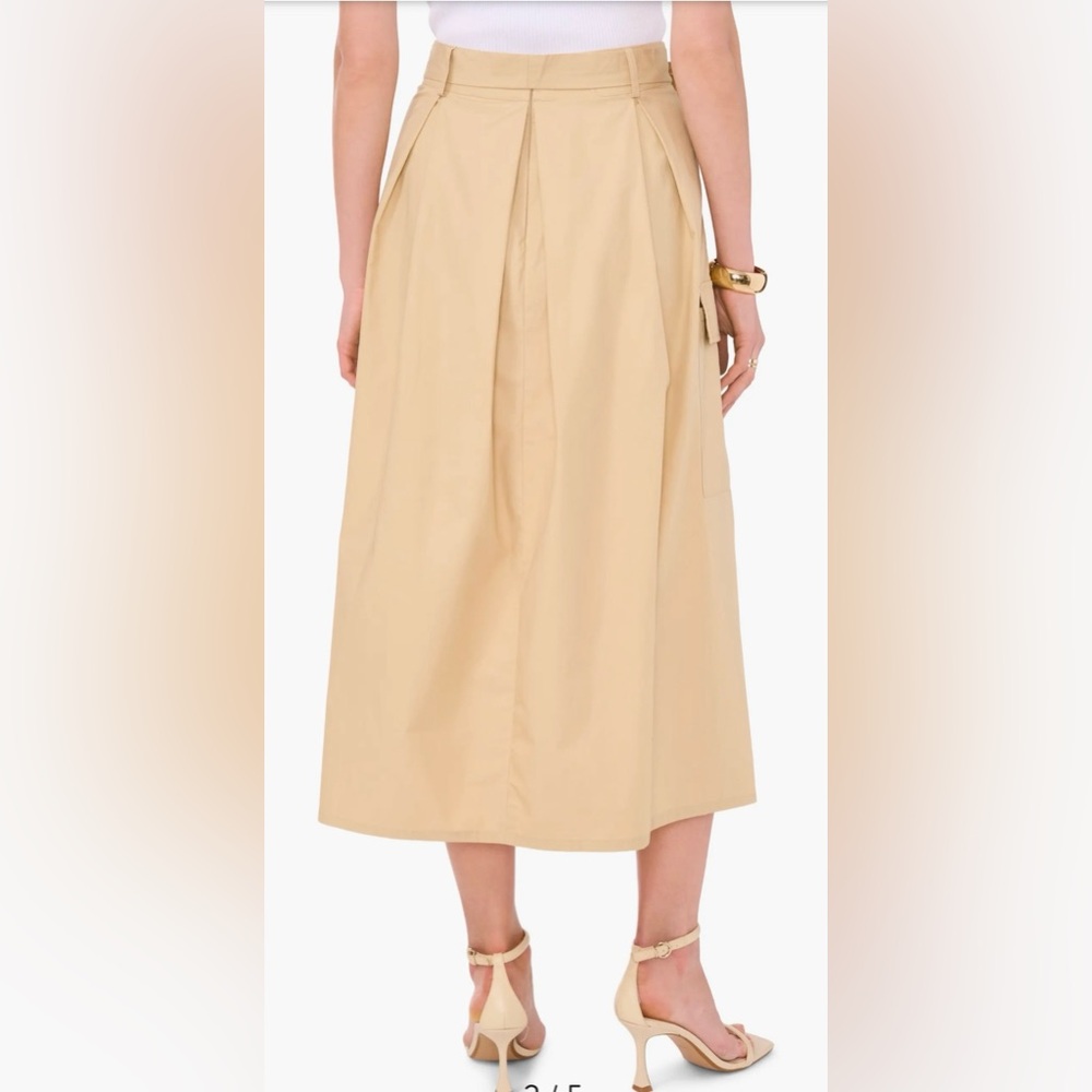 Vince Camuto Beige Tie-Waist Midi Skirt - Picture 3 of 6